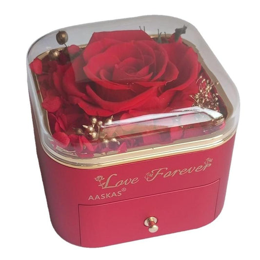 AASKAS Eternal Rose Box with I Love You Necklace | Birthday Gifts for Women Mum Wife Girlfriend | Preserved Forever Flower Present for Her Girl Sister on Anniversary Valentines Mothers Day Christmas