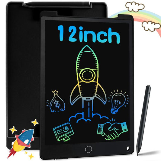 12-Inch Magnetic LCD Writing Tablet for Kids & Adults - Erasable Digital Drawing Pad with Lock Key, Black
